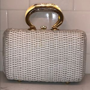 Vintage Frederick & Nelson white gold woven purse